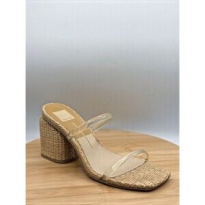 Dolce Vita Nattie Tan  Rattan Straw  Size 8.5 M Clear Straps Summer Sandals